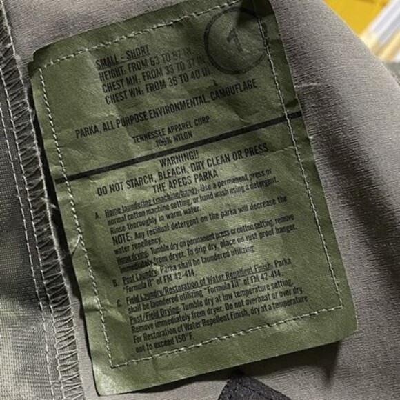 USGI ECWCS Gore-Tex Tiger Stripe Camo Parka Small Short USAF APECS Rare Gorpcore - Picture 5 of 6